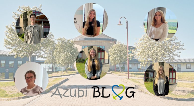 teaser_azubi_blog_intrnet_2025 - 1 Es sind die Bilder der Auzubildenen zu sehen von Links nach rechts: Johannes Jung , Luana Ewen, Maren Eberhart, Leonie Wendland , Melissa Leneschmid, Lena Schüller