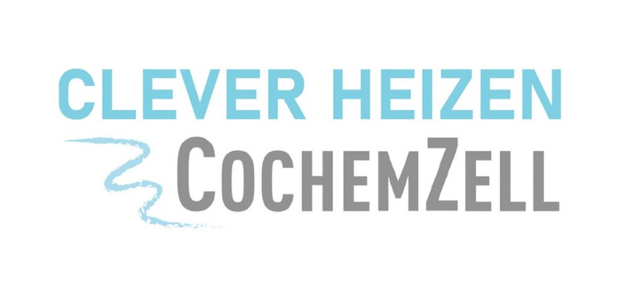 Logo der Heizungskampagne "Clever heizen Cochem-Zell“ der lokalen Energieagentur unser-klima-cochem-zell. 