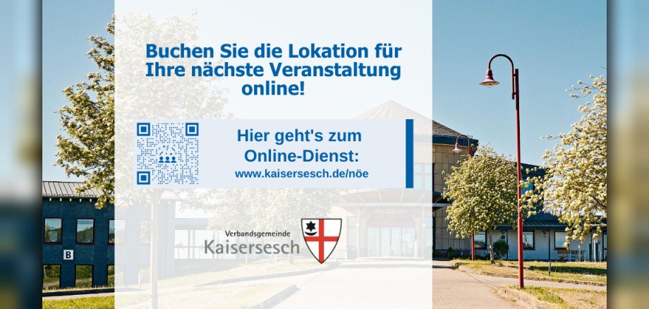 Verwaltungsgebäude mit Hinweis auf die Buchung öffentlicher Einrichtungen.
