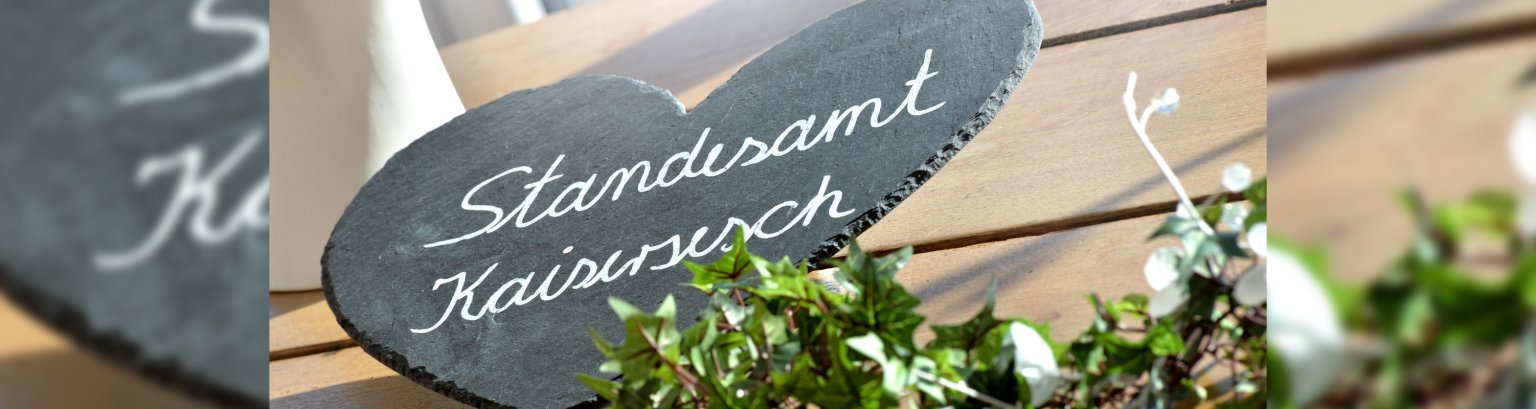 Schieferherz mit Aufschrift Standesamt Kaisersesch Schieferherz mit Aufschrift Standesamt Kaisersesch