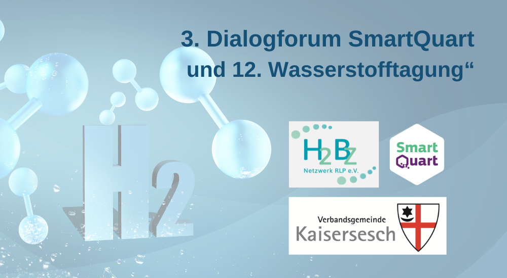Wasserstoffzeichen mit Hinweis auf das Dialogforum Wasserstoff- und Brennstoffzellentechnologie