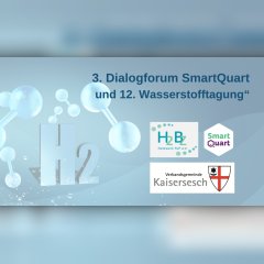 Wasserstoffzeichen mit Hinweis auf das Dialogforum Wasserstoff- und Brennstoffzellentechnologie